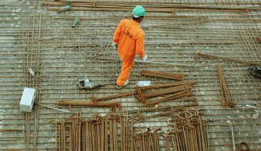 man walking on construction site