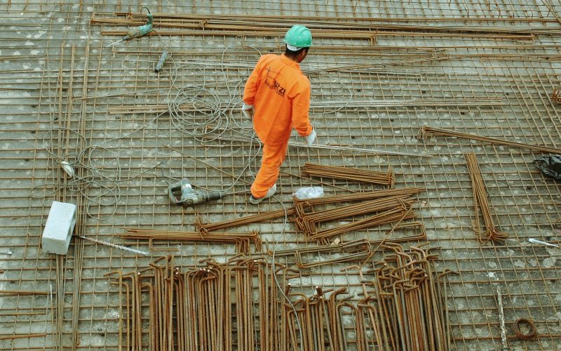 man walking on construction site