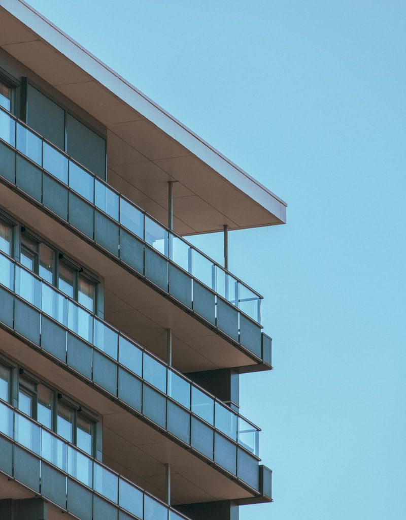 a tall building with balconies and balconies on it