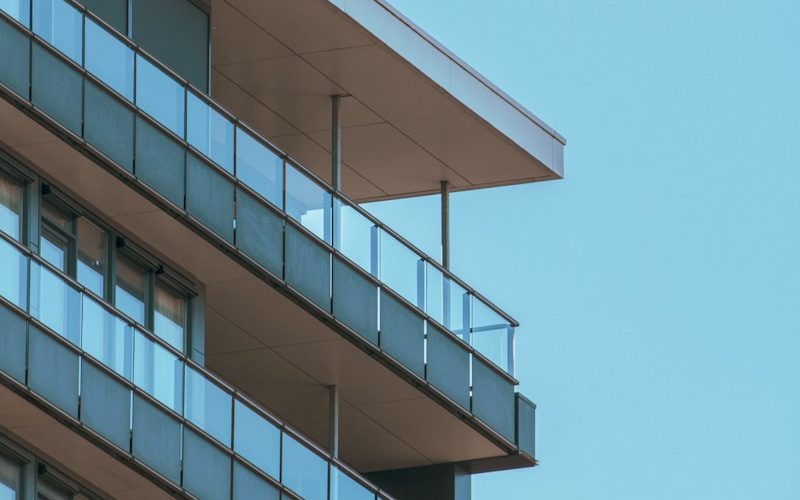 a tall building with balconies and balconies on it