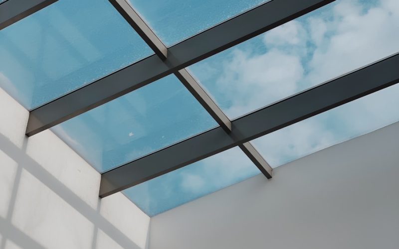 blue sky over clear glass cing