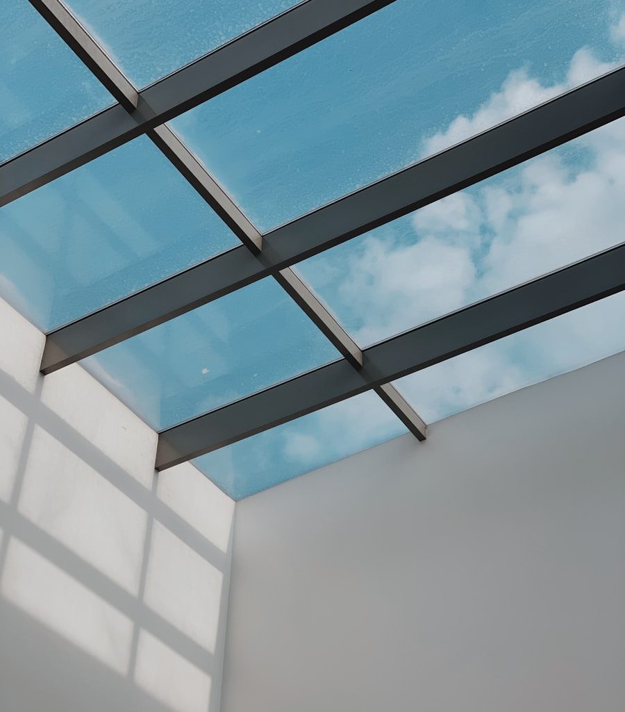 blue sky over clear glass cing