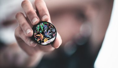 person holding round case